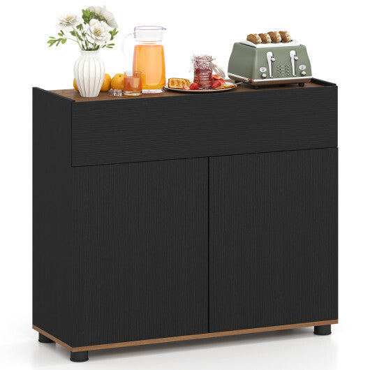 Sideboard Buffet Cabinet with Storage Wooden Kitchen Storage Cabinet-Black W2B