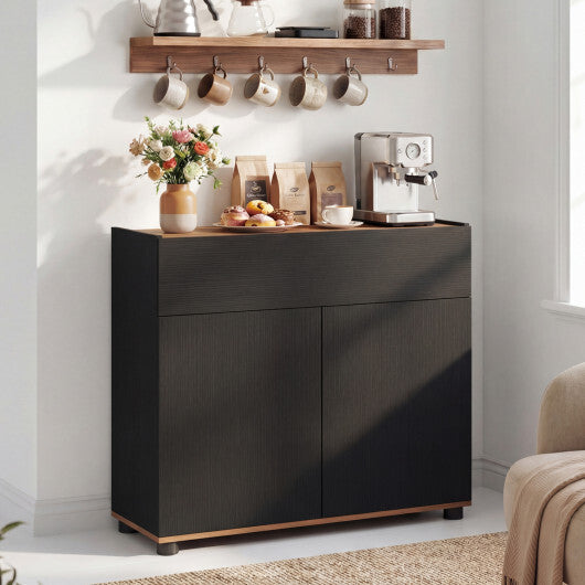Sideboard Buffet Cabinet with Storage Wooden Kitchen Storage Cabinet-Black W2B