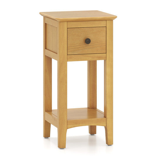 3-Tier Nightstand with Drawer and Open Storage Shelf-White W2B
