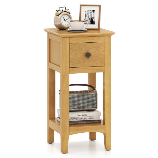 3-Tier Nightstand with Drawer and Open Storage Shelf-White W2B