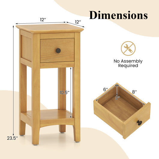 3-Tier Nightstand with Drawer and Open Storage Shelf-White W2B