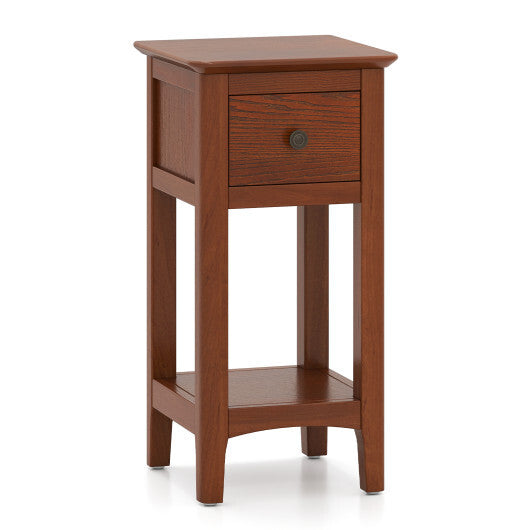 3-Tier Nightstand with Drawer and Open Storage Shelf-White W2B