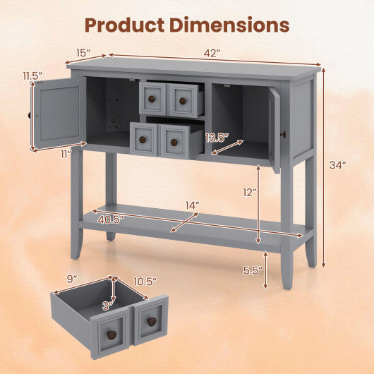 Buffet Sideboard Cabinet with 2 Doors and 2 Drawers-Brown