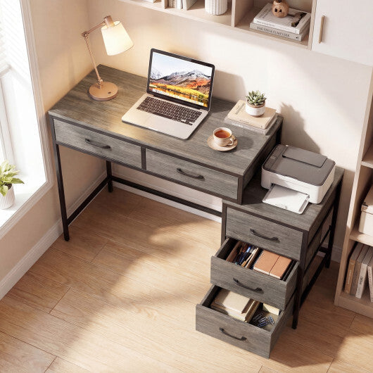 Computer Desk with 5 Drawers and Printer Stand for Bedroom and Small Spaces-Rustic Brown W2B
