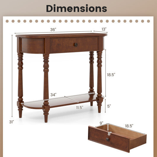 Retro Console Table36"L Wooden 2-Tier Narrow Behind Couch Foyer Table-Blue