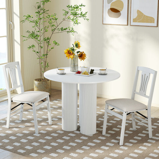 Folding Kitchen Chairs Set of 2 Upholstered Dining Chairs with Comfy Padded Seats-White