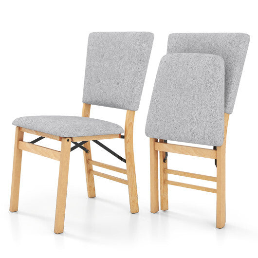Foldable Dining Chair Set of 2 Armless Kitchen Chair with Padded Seat and Tilt Backrest-Gray