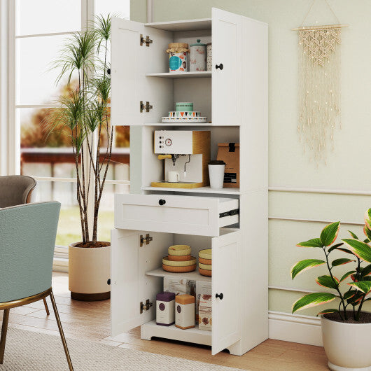 67.5 Inch Tall Modern Freestanding Floor Storage Cabinet with 4 Doors and 1 Drawer-White