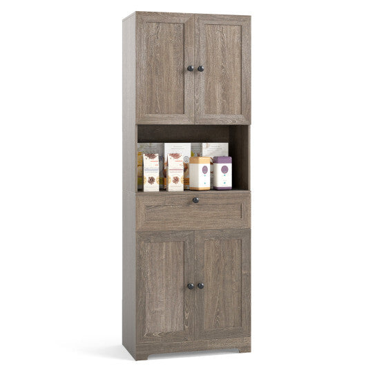 67.5 Inch Tall Modern Freestanding Floor Storage Cabinet with 4 Doors and 1 Drawer-White