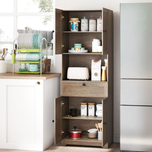 67.5 Inch Tall Modern Freestanding Floor Storage Cabinet with 4 Doors and 1 Drawer-White