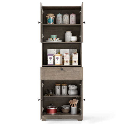 67.5 Inch Tall Modern Freestanding Floor Storage Cabinet with 4 Doors and 1 Drawer-White