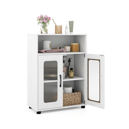 Bathroom Cabinet Freestanding Cabinet with 2 Doors and 3-Level Adjustable Shelf-White W2B