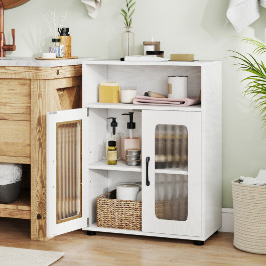 Bathroom Cabinet Freestanding Cabinet with 2 Doors and 3-Level Adjustable Shelf-White W2B