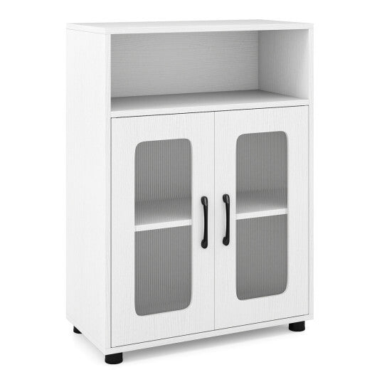 Bathroom Cabinet Freestanding Cabinet with 2 Doors and 3-Level Adjustable Shelf-White W2B