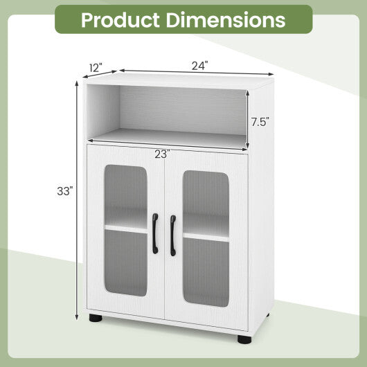 Bathroom Cabinet Freestanding Cabinet with 2 Doors and 3-Level Adjustable Shelf-White W2B