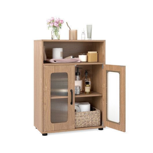 Bathroom Cabinet Freestanding Cabinet with 2 Doors and 3-Level Adjustable Shelf-White W2B