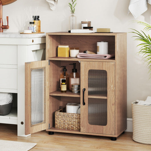 Bathroom Cabinet Freestanding Cabinet with 2 Doors and 3-Level Adjustable Shelf-White W2B