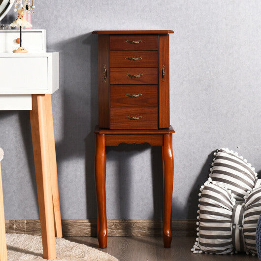 Standing Jewelry Box with 4 Drawers and 2 Side Doors-Black W2B