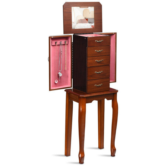 Standing Jewelry Box with 4 Drawers and 2 Side Doors-Black W2B
