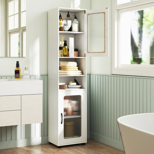 Tall Bathroom Storage Cabinet 67 Inches Freestanding Storage Organizer-White W2B