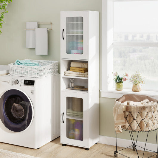 Tall Bathroom Storage Cabinet 67 Inches Freestanding Storage Organizer-White W2B