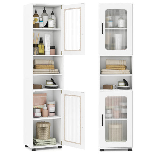 Tall Bathroom Storage Cabinet 67 Inches Freestanding Storage Organizer-White W2B