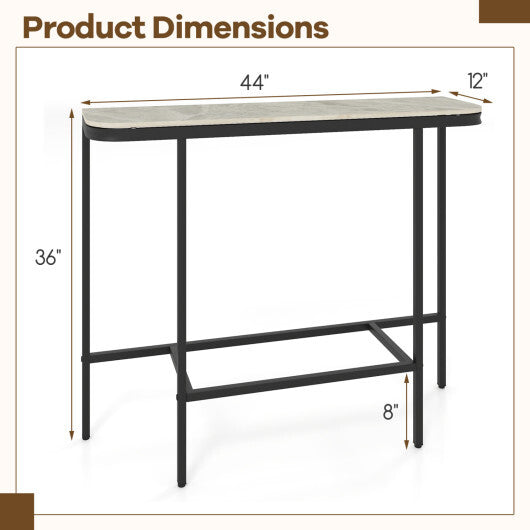 Console Table 44-Inch Entryway Table with Faux Marble Tabletop and Heavy-Duty Metal Frame-Gray W2B