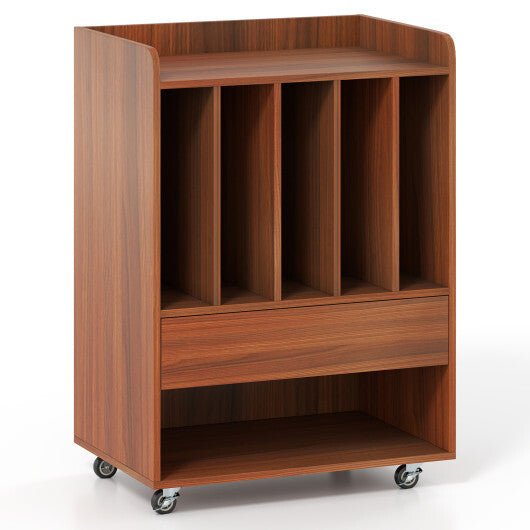 Record Player Stand Turntable Stand with Drawer and Record Holder-White W2B