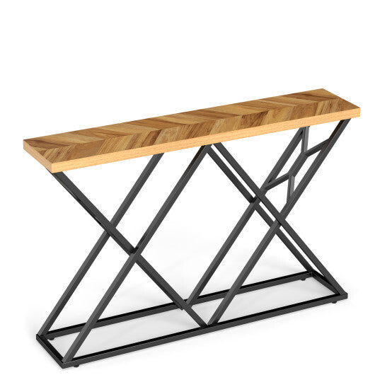 55 Inch Console Table with Solid Metal Frame and Storage-Wood W2B