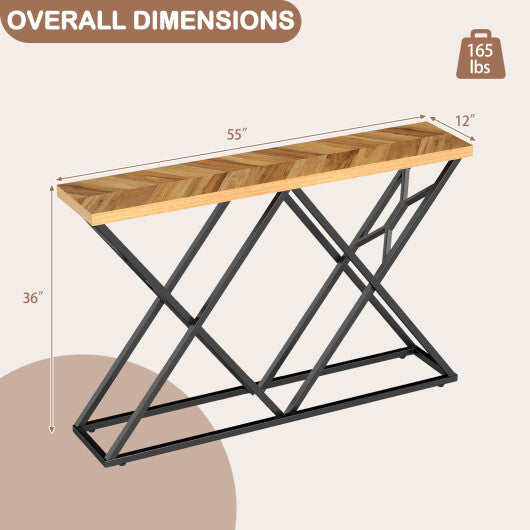 55 Inch Console Table with Solid Metal Frame and Storage-Wood W2B