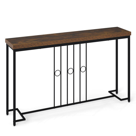 55" Industrial Console Table with H-Shaped Base-Brown W2B