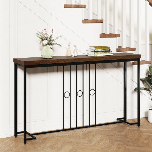 55" Industrial Console Table with H-Shaped Base-Brown W2B