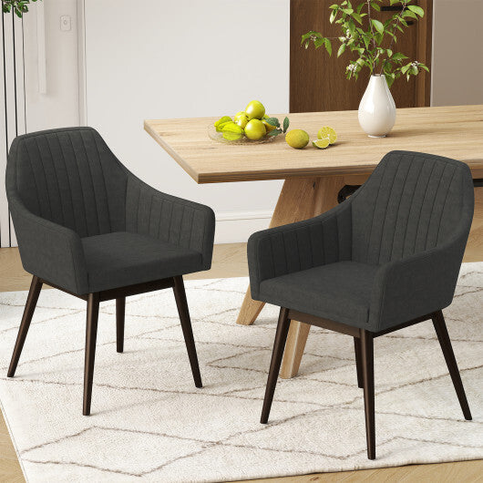 Dining Chairs Set of 2 Upholstered Accent Chairs with Comfy Padded Backrest and Seat-Black