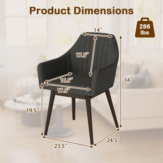 Dining Chairs Set of 2 Upholstered Accent Chairs with Comfy Padded Backrest and Seat-Black