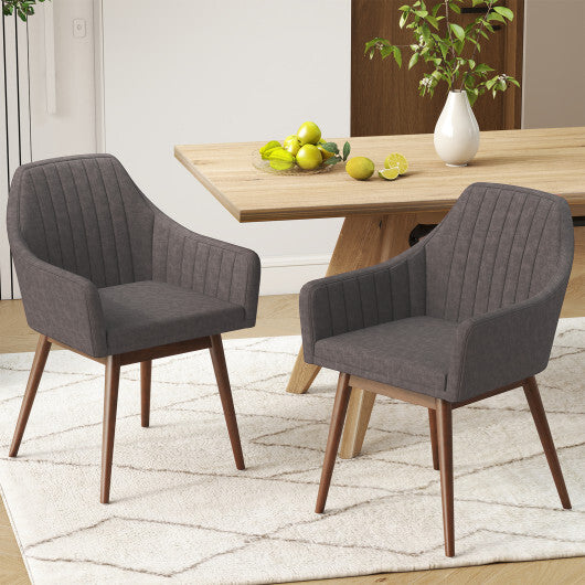 Dining Chairs Set of 2 Upholstered Accent Chairs with Comfy Padded Backrest and Seat-Black