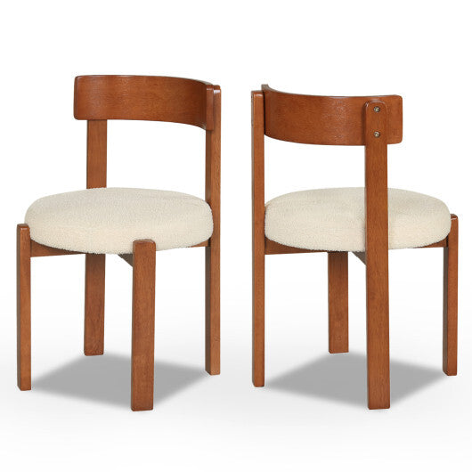 Modern Dining Chairs Set of 2 with Solid Rubber Wood Legs-Brown W2B