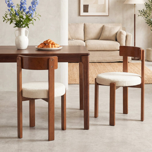 Modern Dining Chairs Set of 2 with Solid Rubber Wood Legs-Brown W2B