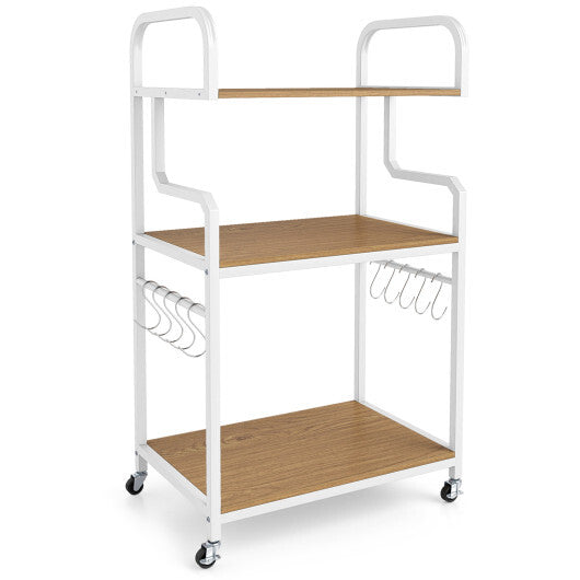 3-Tier Rolling Printer Stand Home Office Large Printer Cart with Storage Shelves-Rustic Brown W2B