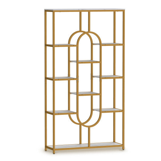 5-Tier Tall Etagere Bookcase with Open Storage Shelves-White W2B