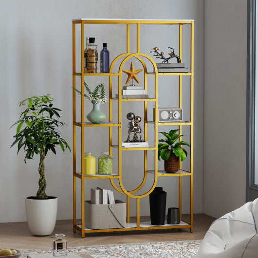 5-Tier Tall Etagere Bookcase with Open Storage Shelves-White W2B