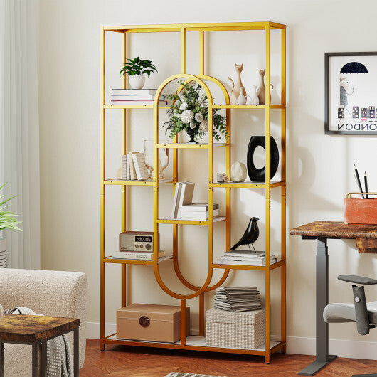 5-Tier Tall Etagere Bookcase with Open Storage Shelves-White W2B