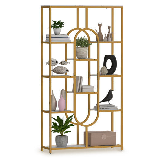 5-Tier Tall Etagere Bookcase with Open Storage Shelves-White W2B