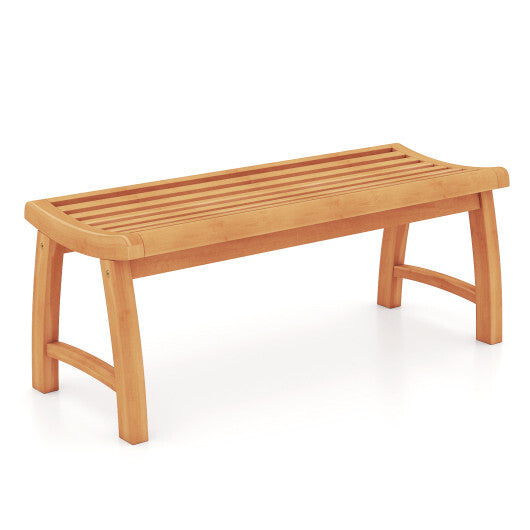 Teak Wood Outdoor Backless Bench with Contoured Slatted Seat W2B