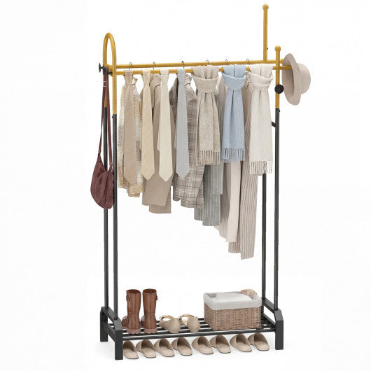 Double Rods Garment Rack for Hanging Clothes-Gold W2B