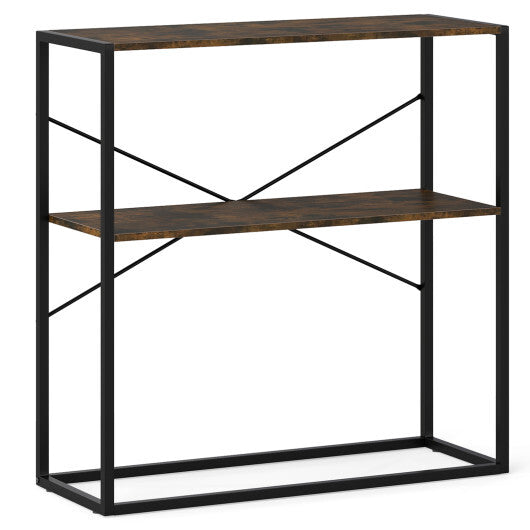 36" Console Table 2-Tier Entryway Table with Wooden Open Shelves and Metal Frame-White W2B