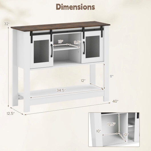 Console Table with Sliding Barn Doors and Storage Cabinets-Rustic Brown W2B