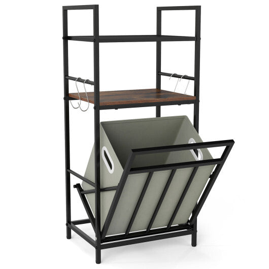 2-Tier Laundry Hamper with Tilt-out Basket-Black W2B