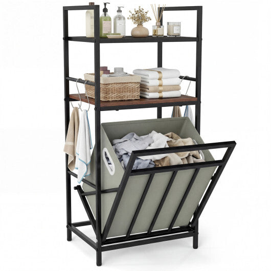 2-Tier Laundry Hamper with Tilt-out Basket-Black W2B