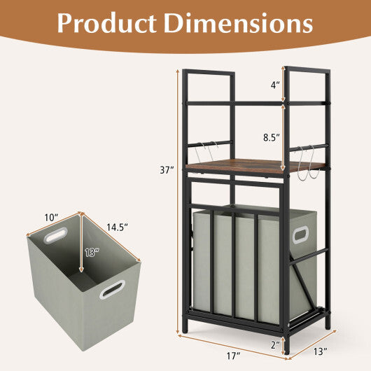 2-Tier Laundry Hamper with Tilt-out Basket-Black W2B
