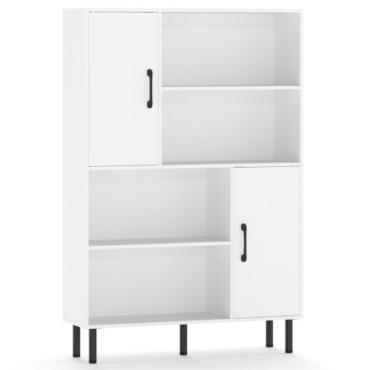 47 Inch Storage Cabinet Freestanding Bookcase with 2 Doors and 4 Open Shelves-Natural W2B